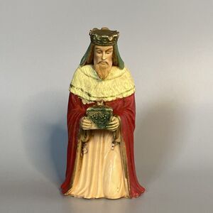 Vintage 4.25” KNEELING WISE MAN Nativity Figure Hong Kong Hard Plastic #844